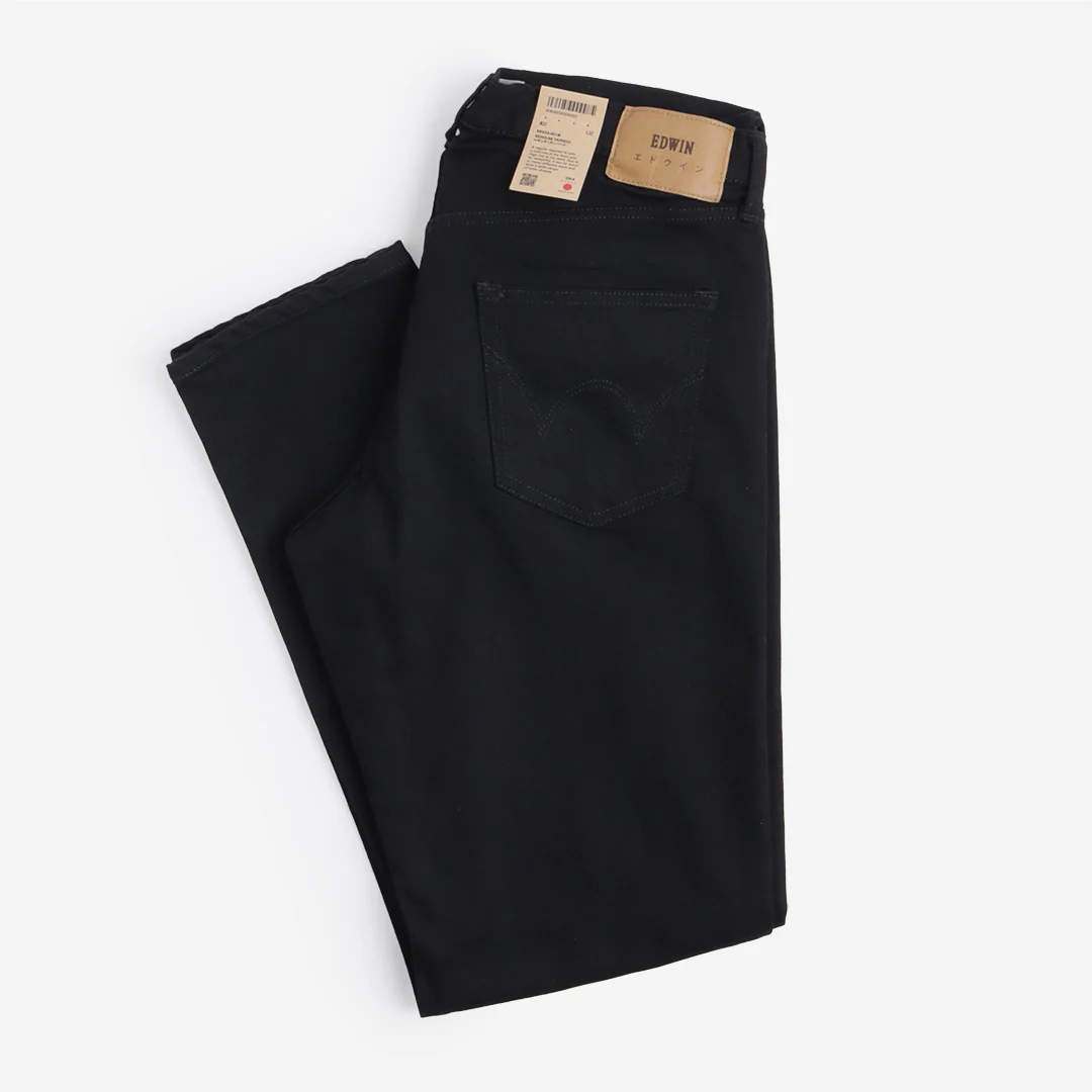 Edwin Regular Tapered Kaihara Black x Black Stretch 12.5oz Denim Jeans - Image 5